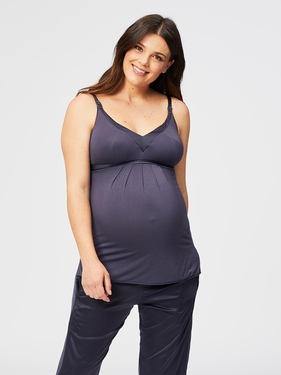 B Nursing & Maternity Nightgown with a shelf bra in Plum – Milk & Baby