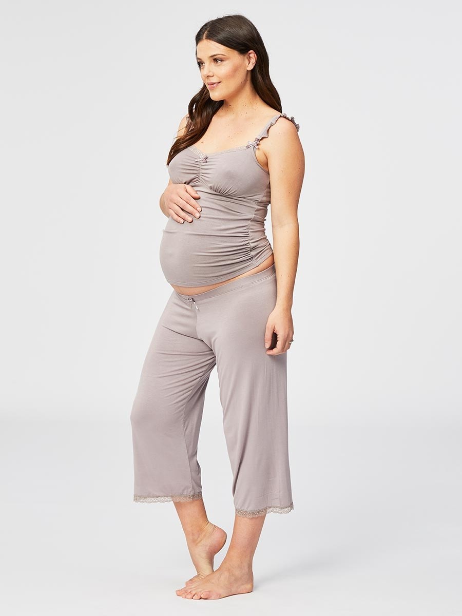 Boob Maternity Pyjama Pants - Pale Grey and Black stripes - organic cotton  woman