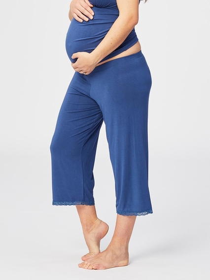 Blueberry Torte Cotton Maternity PJ Pants - Blue