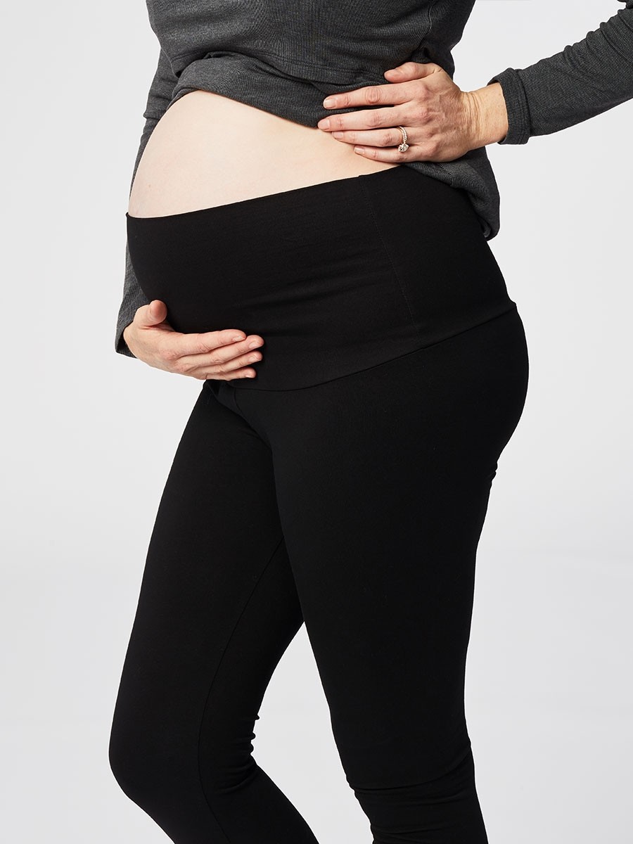  Bump'n Solid Knit New Mama Maternity and Postpartum Pregnancy  Leggings for Women (Large, Black) : Health & Household