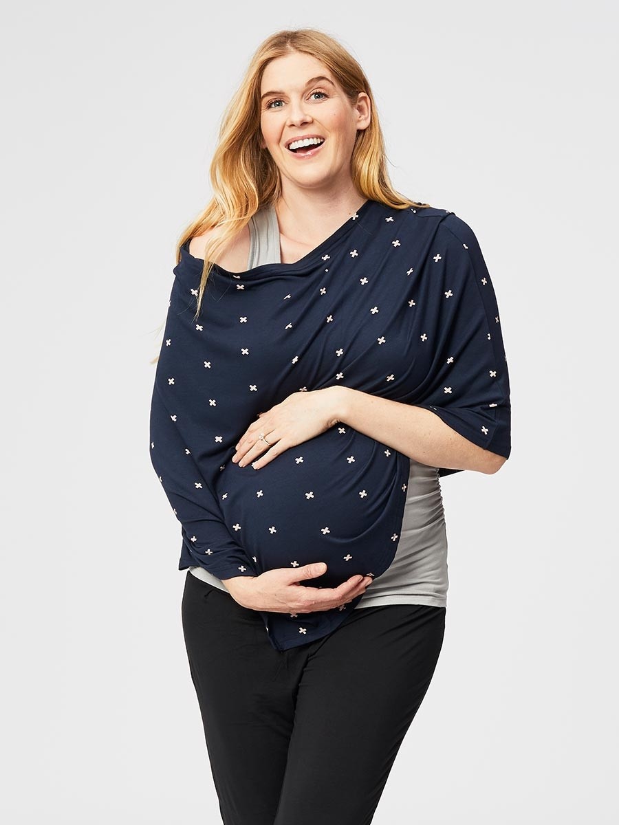 hokey pokey nursing poncho - navy print