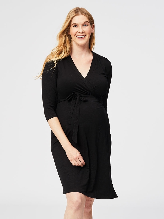 Custard Nursing & Maternity Wrap Dress - Black