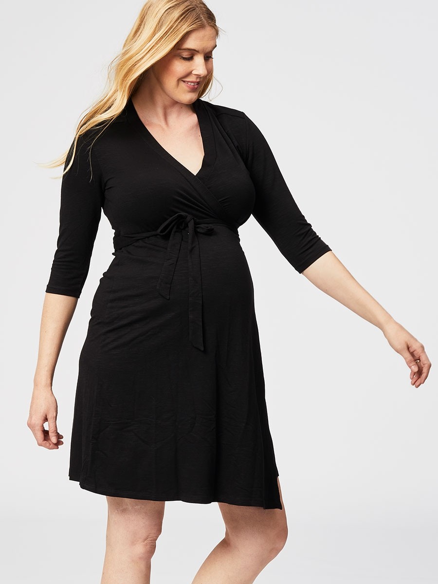 Isabel Maternity by Ingrid & Isabel Babydoll Nursing Maternity Dress  (Black, XS)