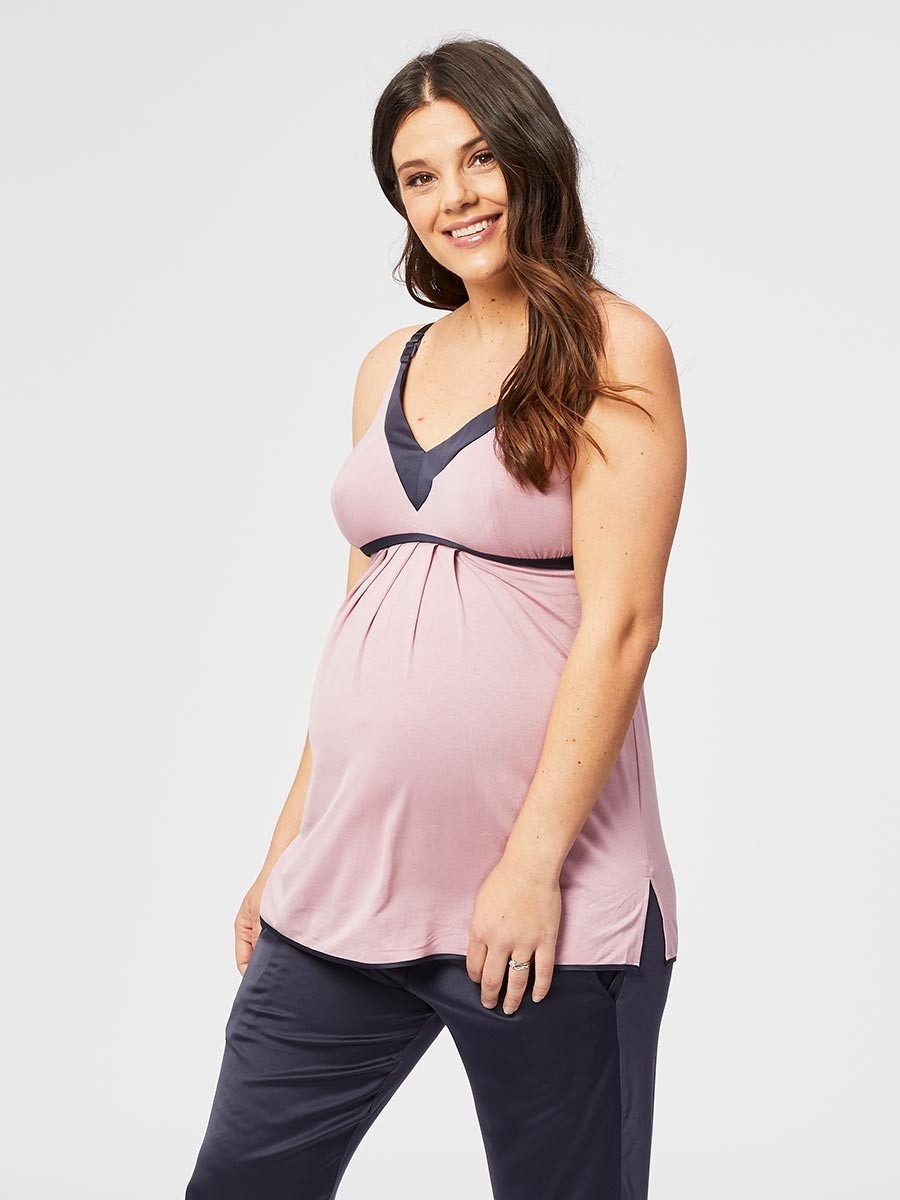 Maternity/Nursing Clip Cami Tank Top, Eco Modal - Blush Pink