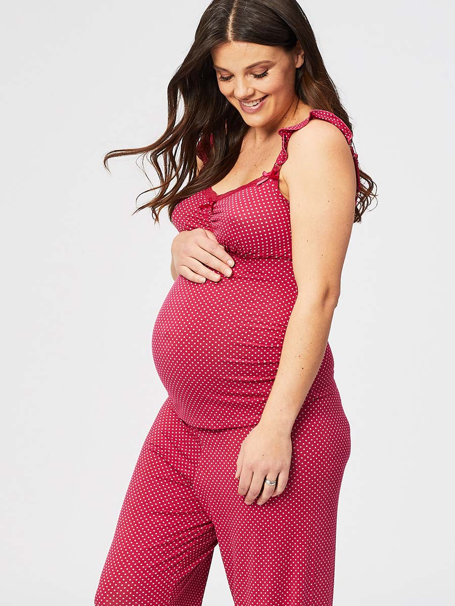 Cake Maternity Rhubarb Torte Maternity & Nursing Camisole - Red - Curvy