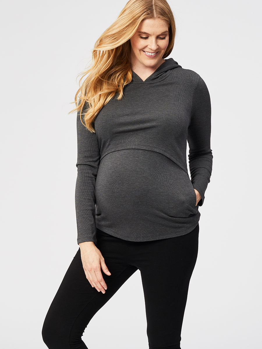 Cache Coeur Maternity and Nursing Hoodie Sweatshirt Sweet Home - Black -  Ultra Comfortable! woman