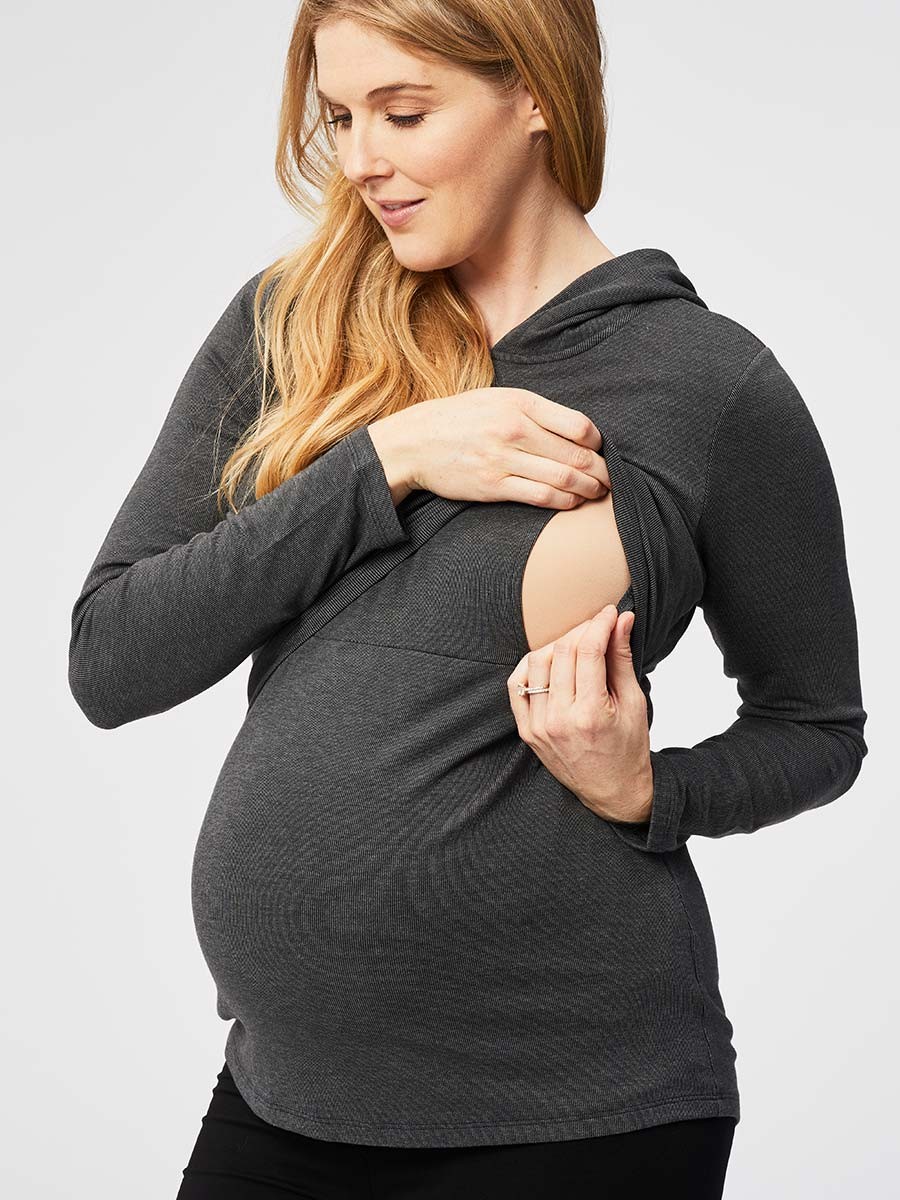 Grey Maternity & Nursing Pullover