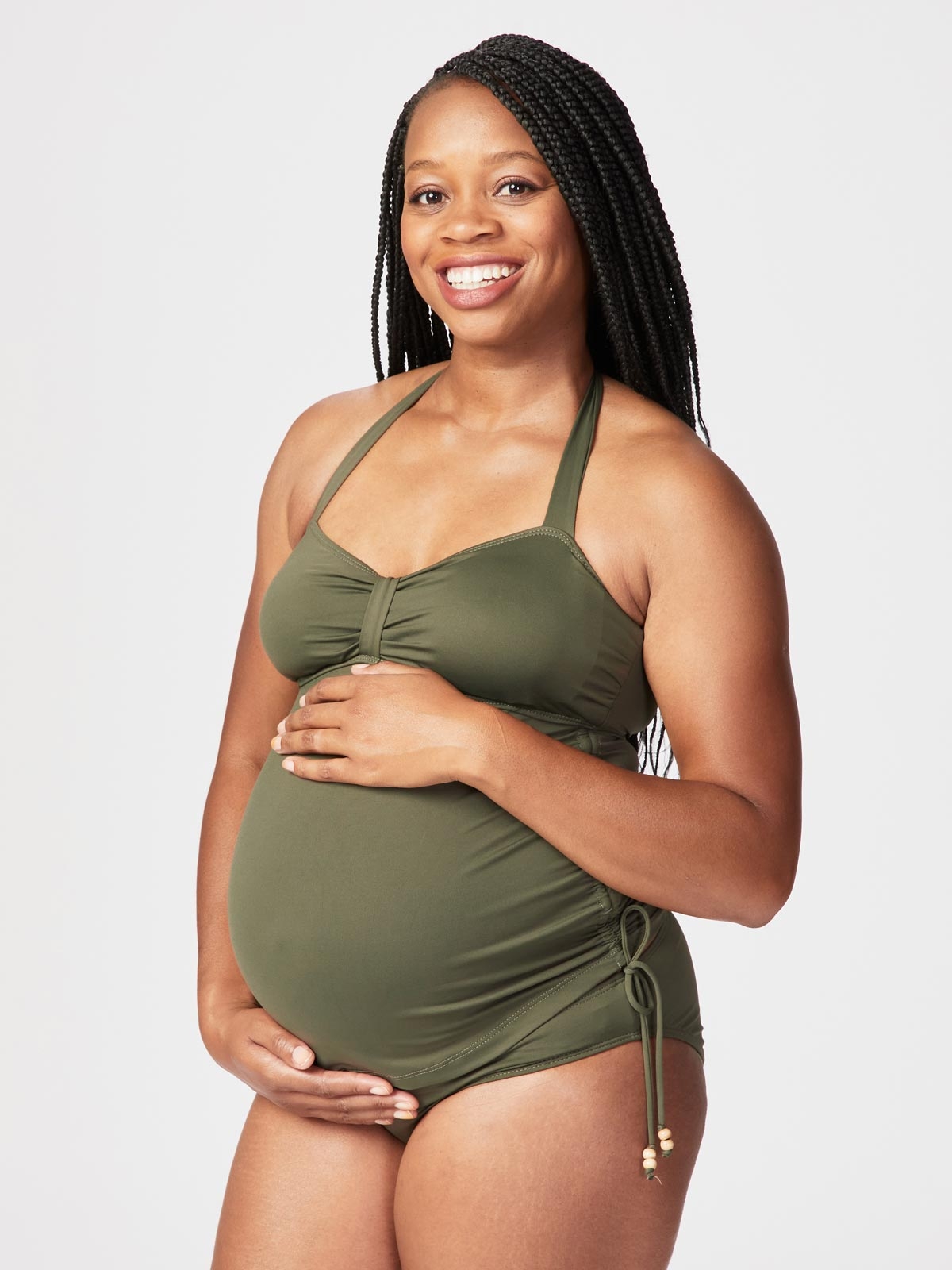 Motherhood Maternity Ruched Two Piece Maternity Tankini Swimsuit UPF 50+ 