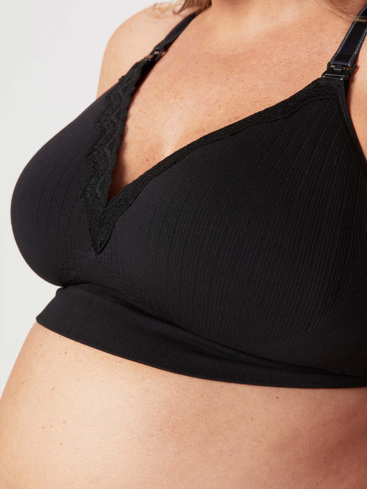 Cake Fig Mousse Padded Plunge Wirefree Maternity Bra in Blue