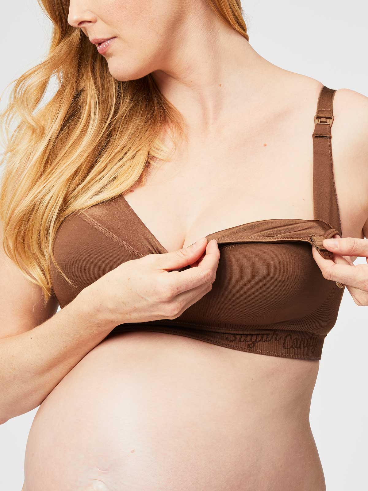 ribbon candy nursing bralette - chestnut