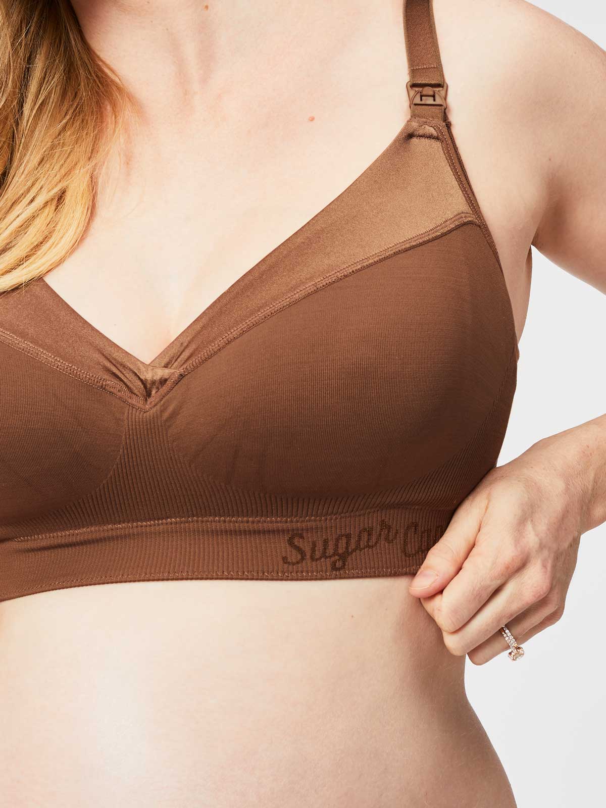 ribbon candy nursing bralette - chestnut