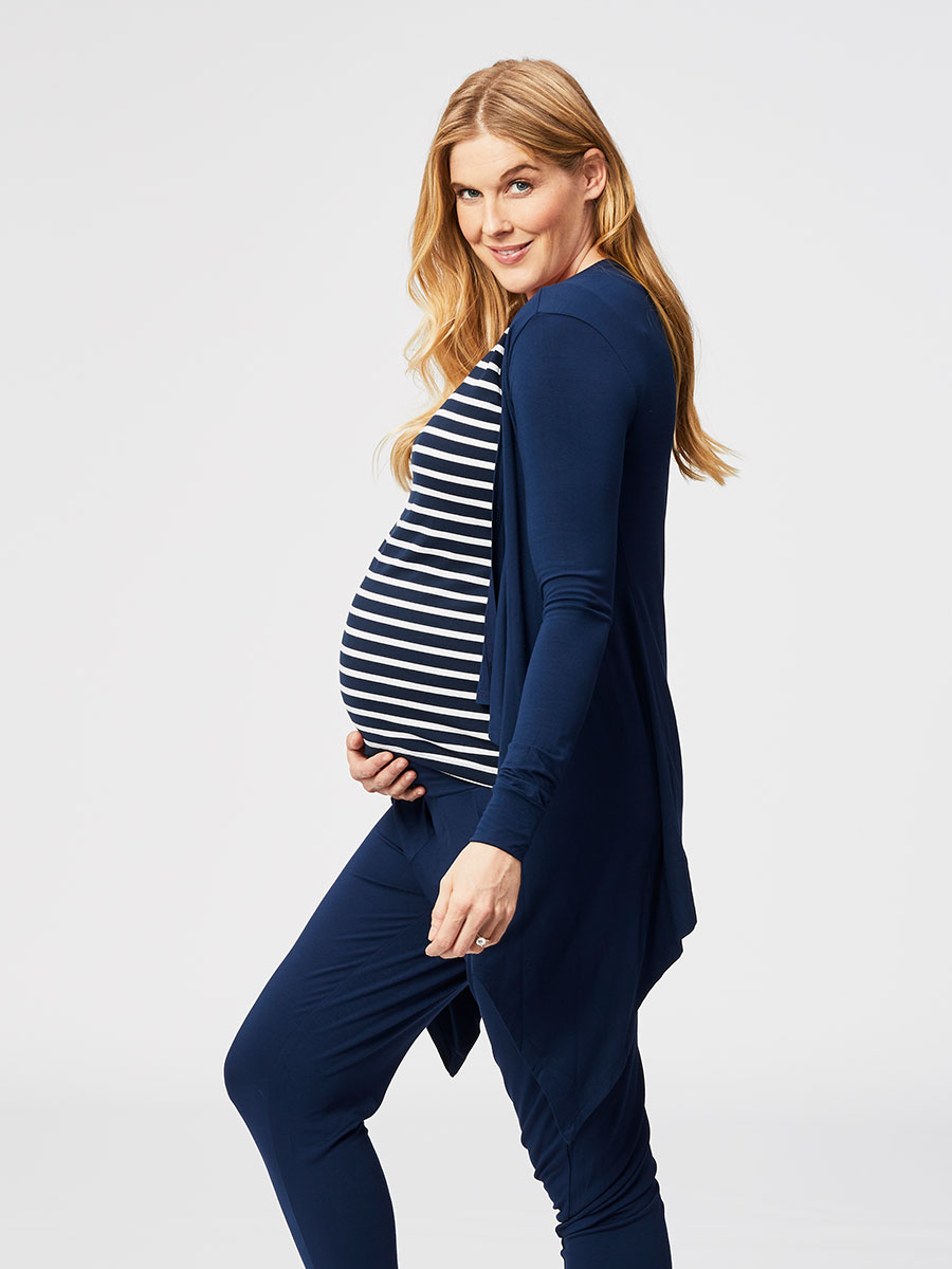 Belted Navy Straight Leg Maternity Trousers by Esprit