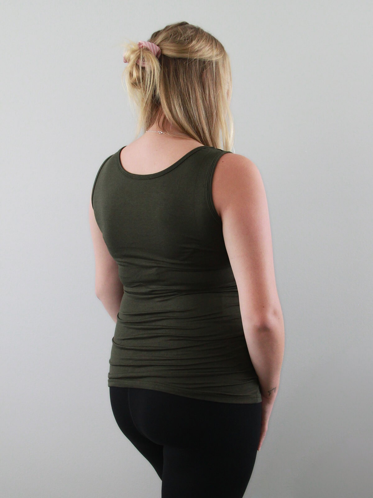 stripe pull up nursing tank - khaki