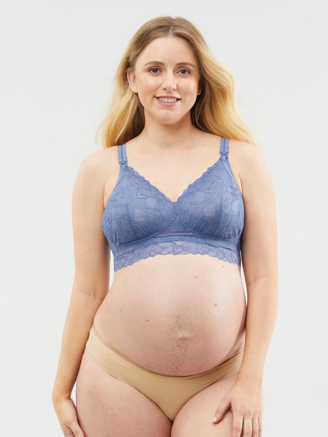 Chantilly Maternity & Nursing Bralette - Blue