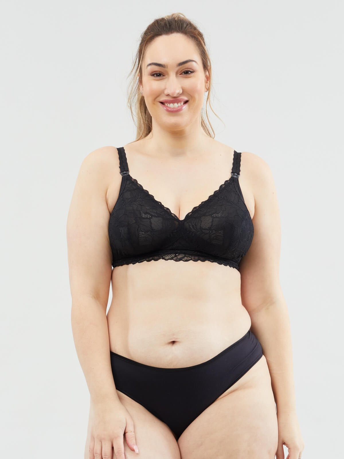 chantilly nursing bralette - black