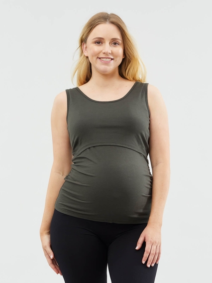 H&H Maternity Snap Shoulder Nursing Tank Black