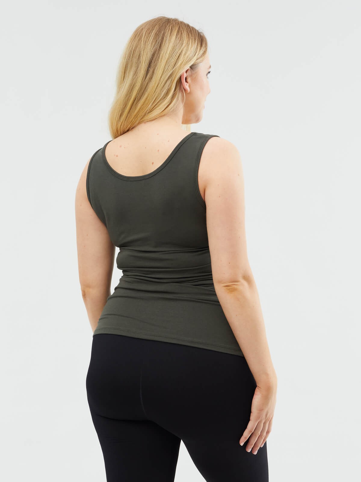 stripe pull up nursing tank - khaki