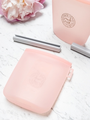 reusable breastmilk storage bags - pink