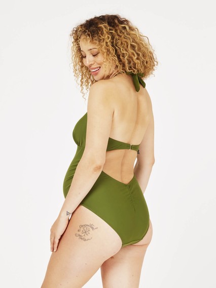 Iced Tea Maternity Swimsuit (Busty D-G Cups) - Olive