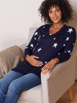 maternity knit - navy white