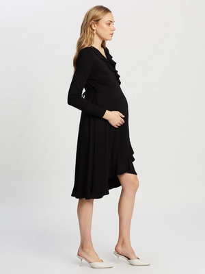 ruffled maternity dress - caviar bla