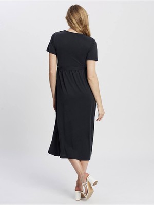 love2wait cupro touch nursing dress - charcoal