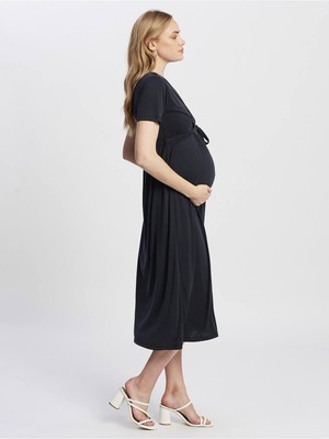 love2wait cupro touch nursing dress - charcoal