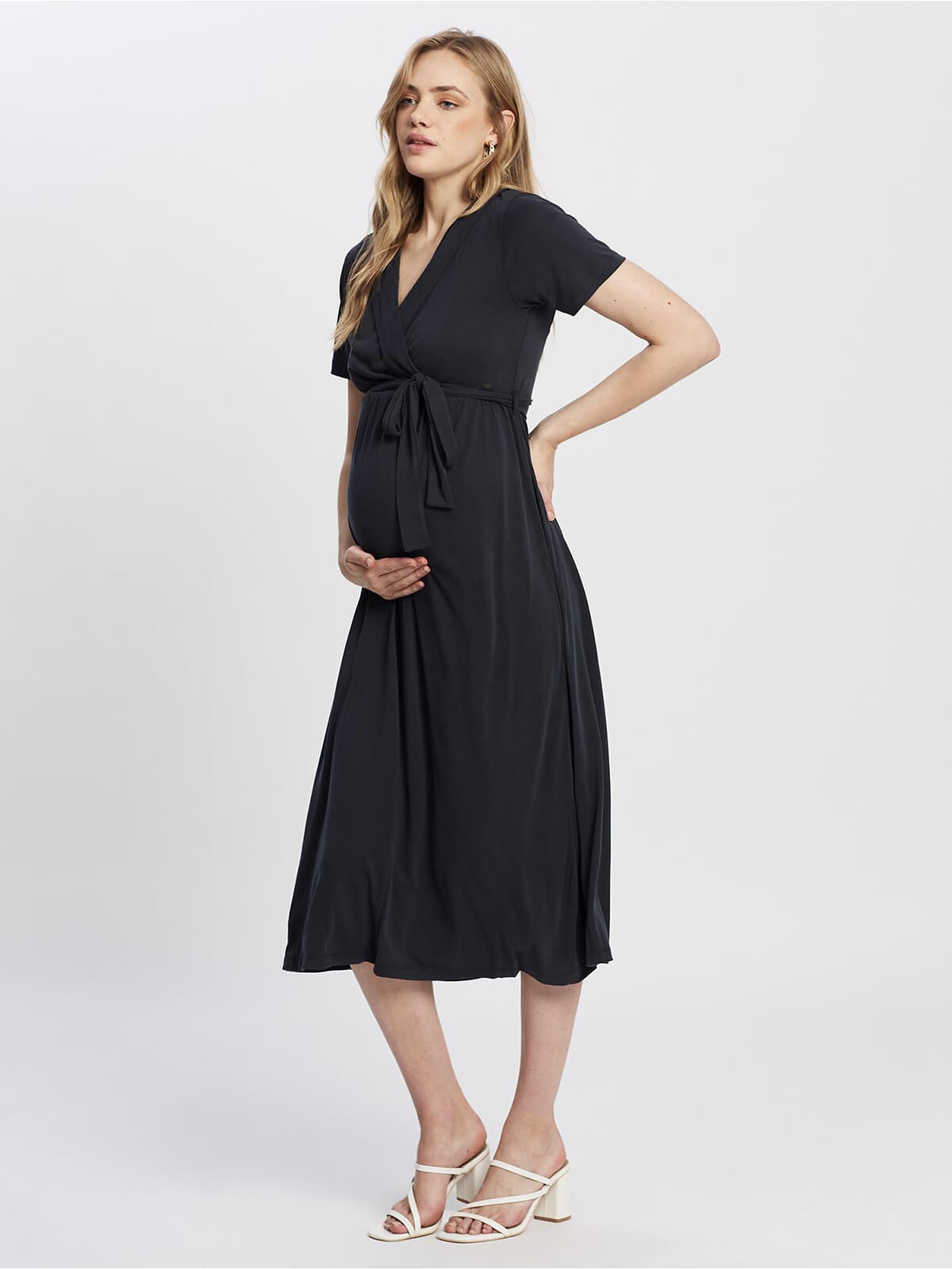 love2wait cupro touch nursing dress - charcoal