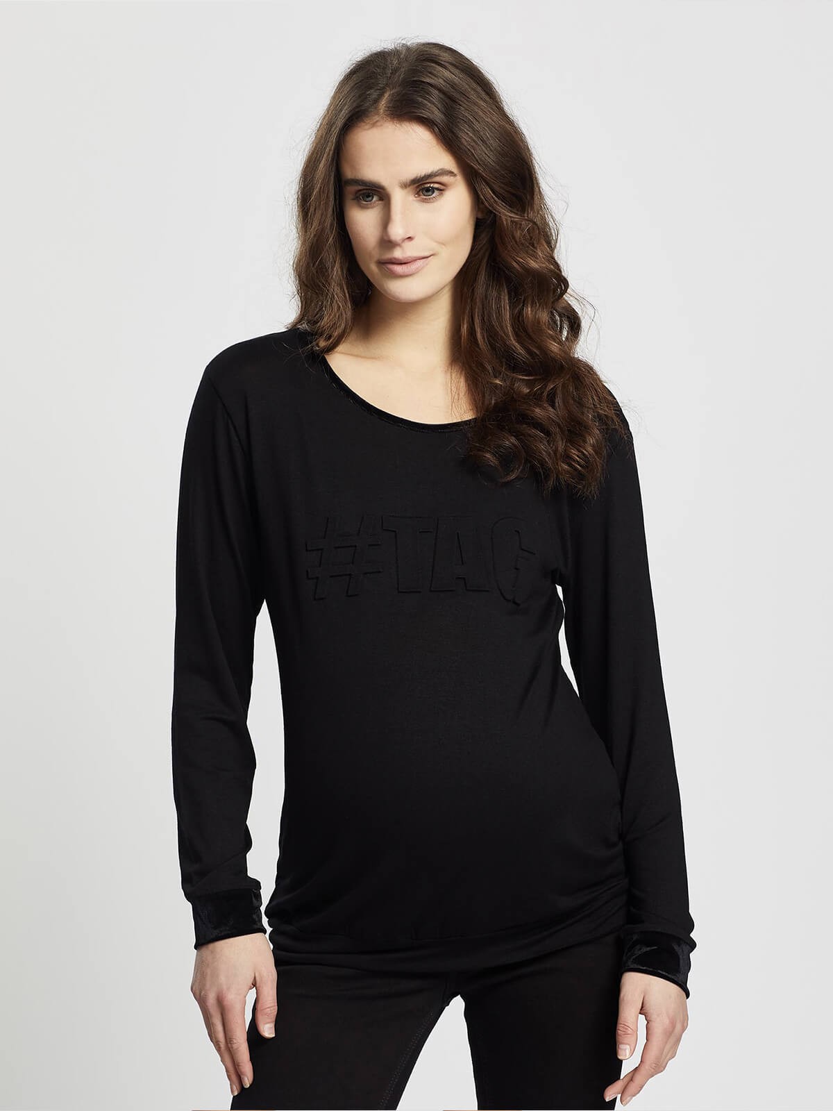 love2wait hashtag long sleeve shirt - black