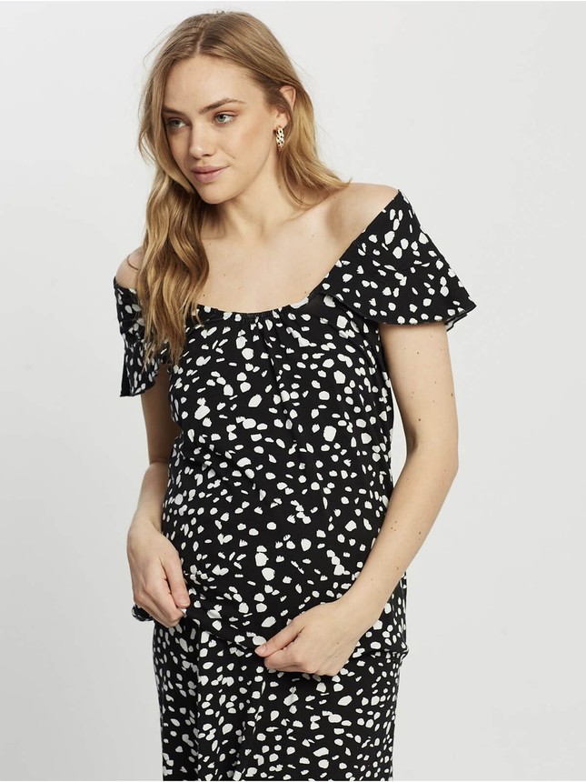 Ruffled Off The Shoulder Maternity Top