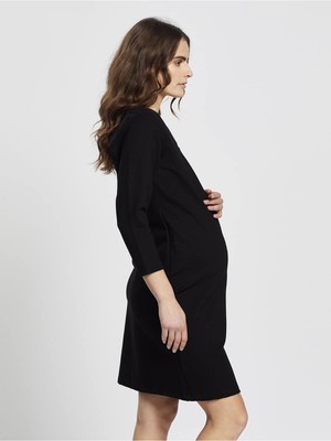 love2wait suede maternity dress - black