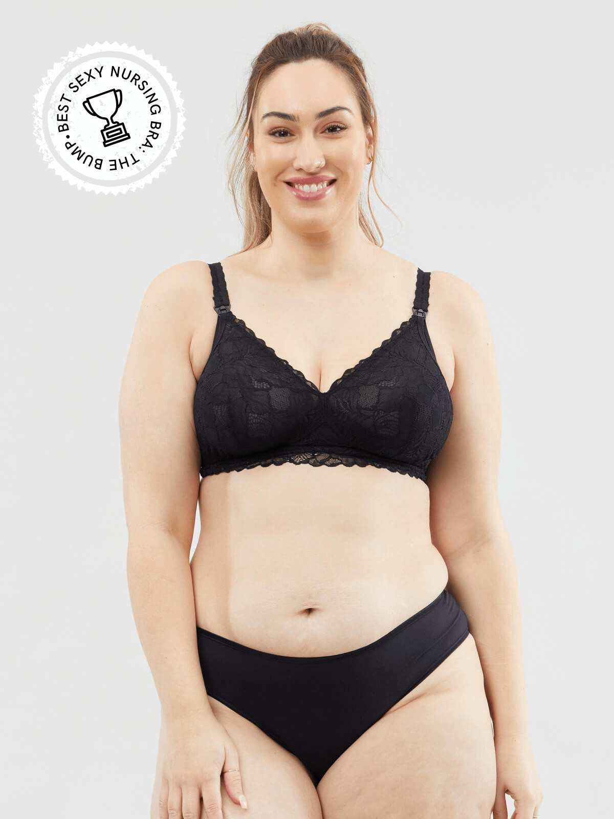 chantilly nursing bralette - black
