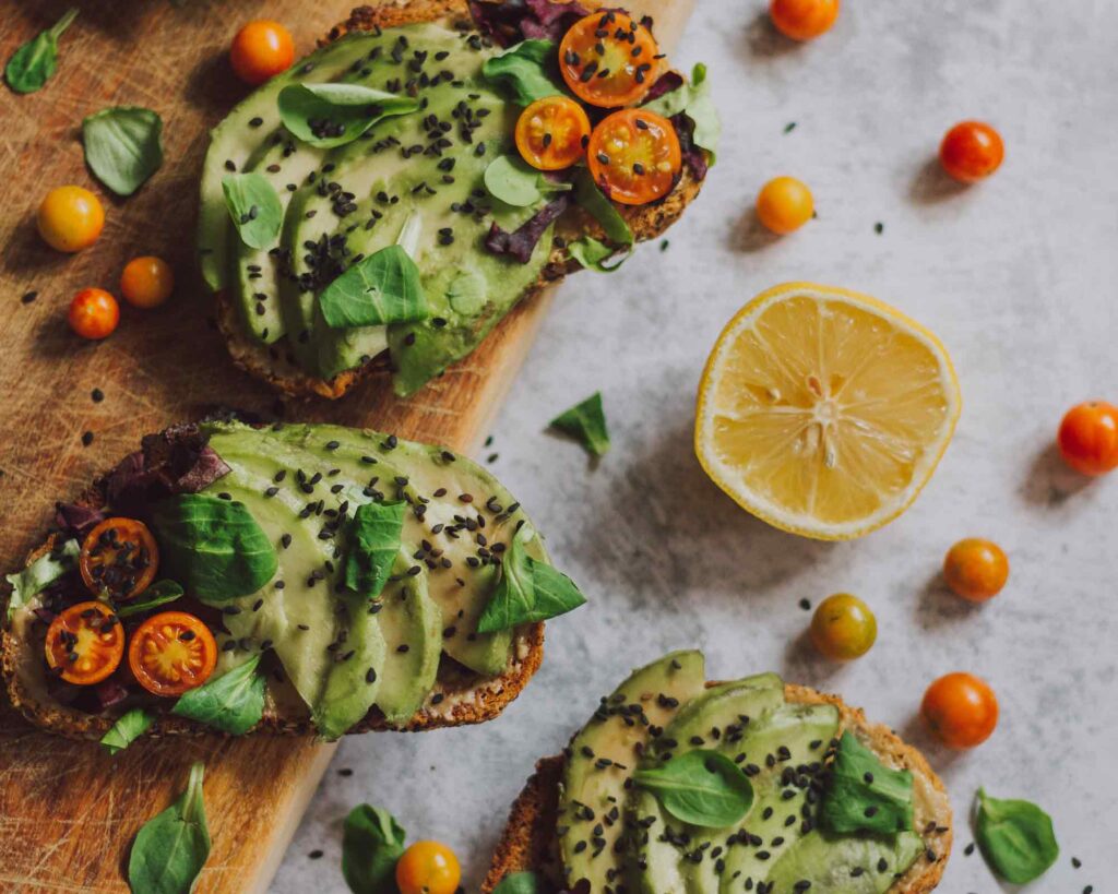 avocado toast with tomato cherries