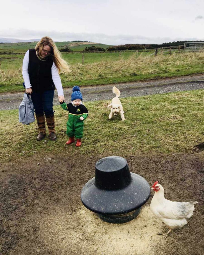 mother and child on the farm