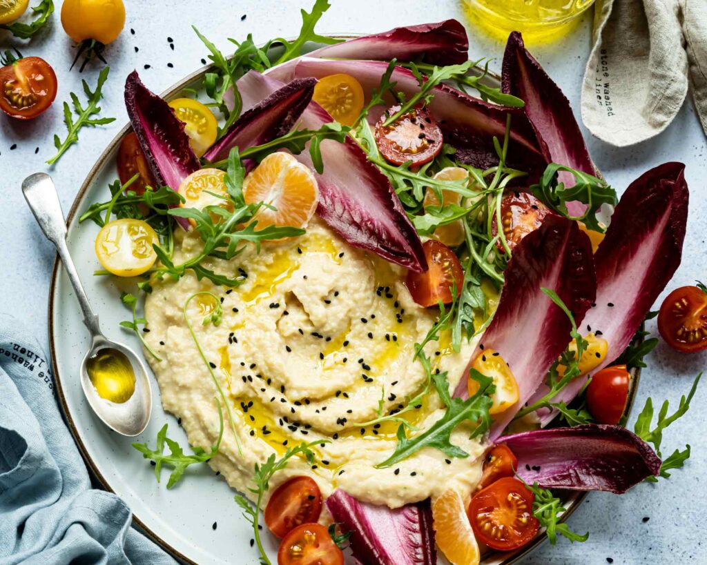 hummus and vegetables