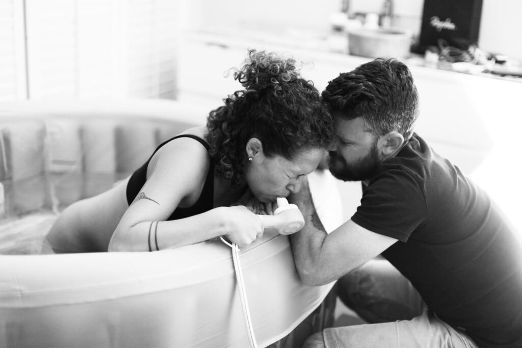 mother and father - birthing pool