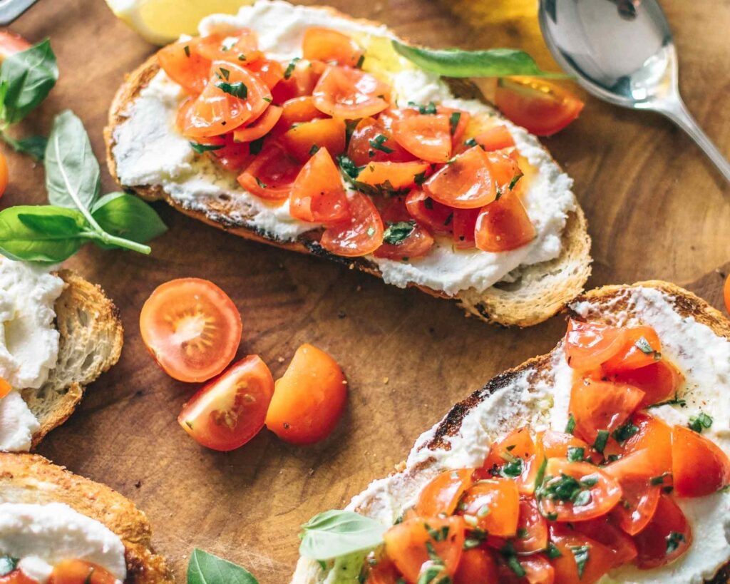open sandwich with tomatoes