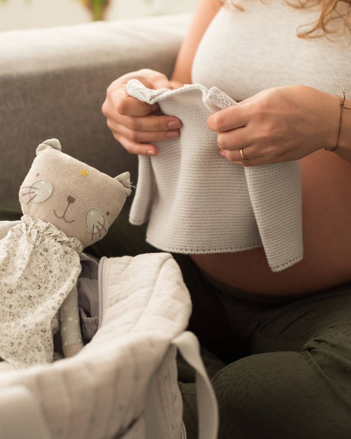 pregnant woman packing hospital bag